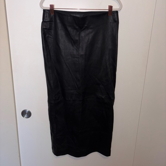 SPRWMN Black Leather Pencil Midi Skirt - Picture 2 of 6